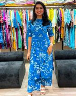 Azure Bloom Printed Kurta Palazzo Set