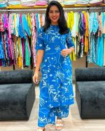 Azure Bloom Printed Kurta Palazzo Set
