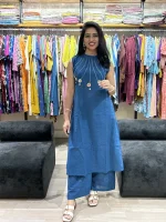 Azure Charm Sleeveless Kurta Pant Set-3_result