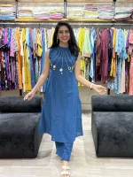 Azure Charm Sleeveless Kurta Pant Set-3_result