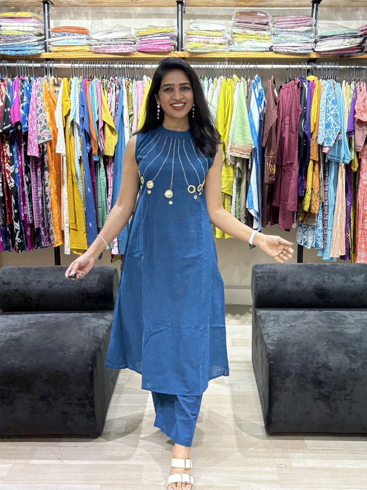 Azure Charm Sleeveless Kurta Pant Set-3_result