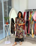 Black Ikat Printed Kurta Palazzo Set