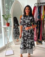 Black Abstract Printed Kurta Palazzo Set