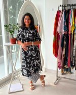 Black Abstract Printed Kurta Palazzo Set