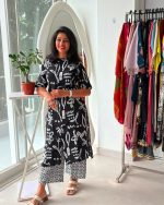 Black Abstract Printed Kurta Palazzo Set