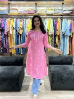 Blush Bloom Embroidered Jamdani Cotton Kurti_result