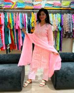 Blush Elegance Embroidered Suit Set with Dupatta