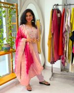 Blush Pink Embroidered Festive Suit Set with Dupatta