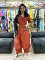 Embroidered Kurta Pant Set with Printed Dupatta