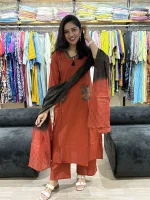 Embroidered Kurta Pant Set with Printed Dupatta