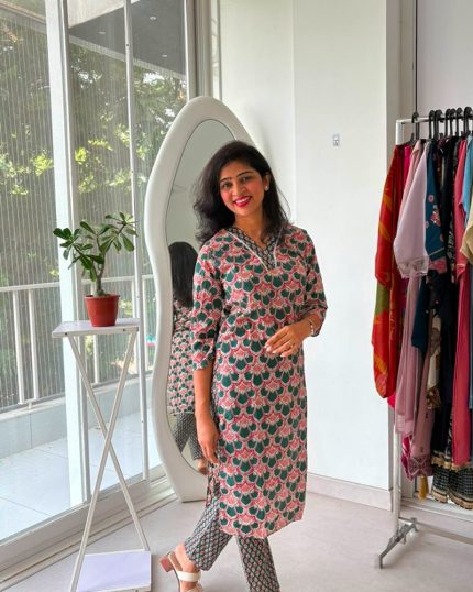 Emerald Petal Printed Kurta Pant Set