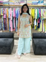Floral Embroidered Indo-Western Palazzo Set
