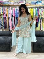 Floral Embroidered Indo-Western Palazzo Set