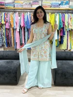 Floral Embroidered Indo-Western Palazzo Set