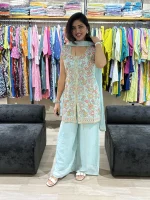 Floral Embroidered Indo-Western Palazzo Set