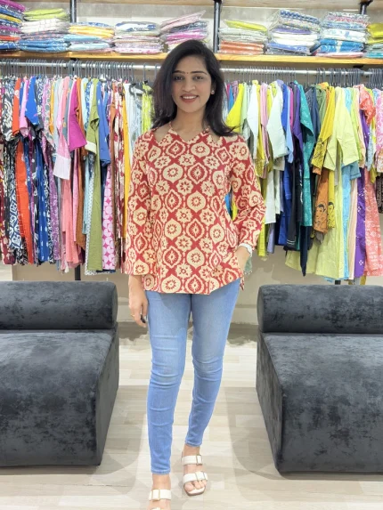 Floral Printed Cotton Tunic Top