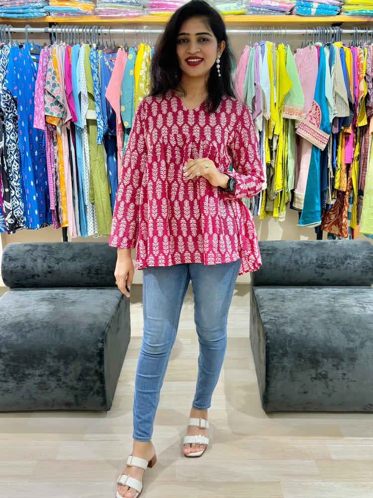 Floral Print Cotton Tunic Top