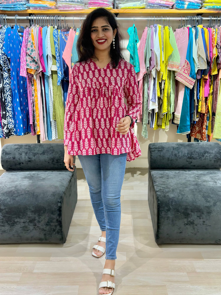 Floral Print Cotton Tunic Top