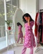 Lavender Blossom Printed Kurta Pant Set