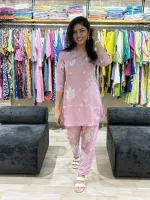 Lavender Co-ord Set with Moti Work