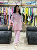 Lavender Co-ord Set with Moti Work