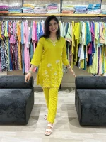 Lime Bloom Embroidered Kurta Pant Set