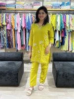 Lime Bloom Embroidered Kurta Pant Set