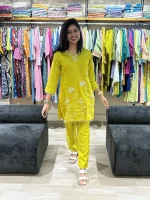 Lime Bloom Embroidered Kurta Pant Set