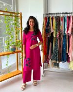 Magenta Floral Appliqué Kurta Palazo Set
