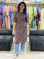 Mauve Floral Button Detail Kurti