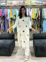 Mirror Work Khadi Cotton Kurta Pant Set