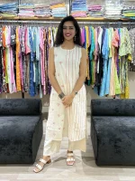 Off-White Printed Straight Kurti Palazo