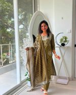 Olive Charm Printed Suit Set with Designer Dupatta