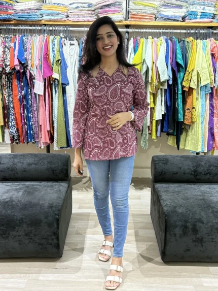 Paisley Print Casual Cotton Tunic Top