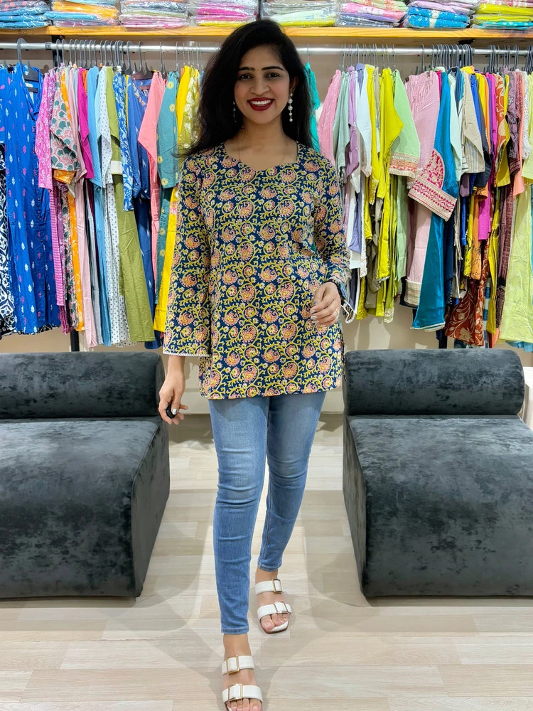 Paisley Print Cotton Tunic Top