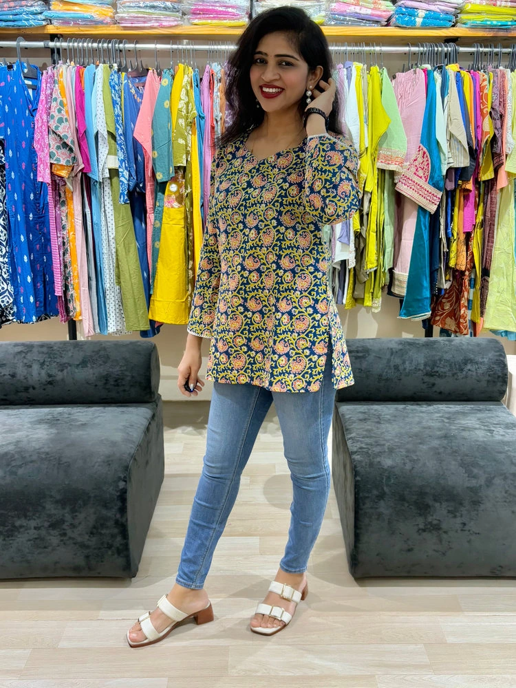 Paisley Print Cotton Tunic Top