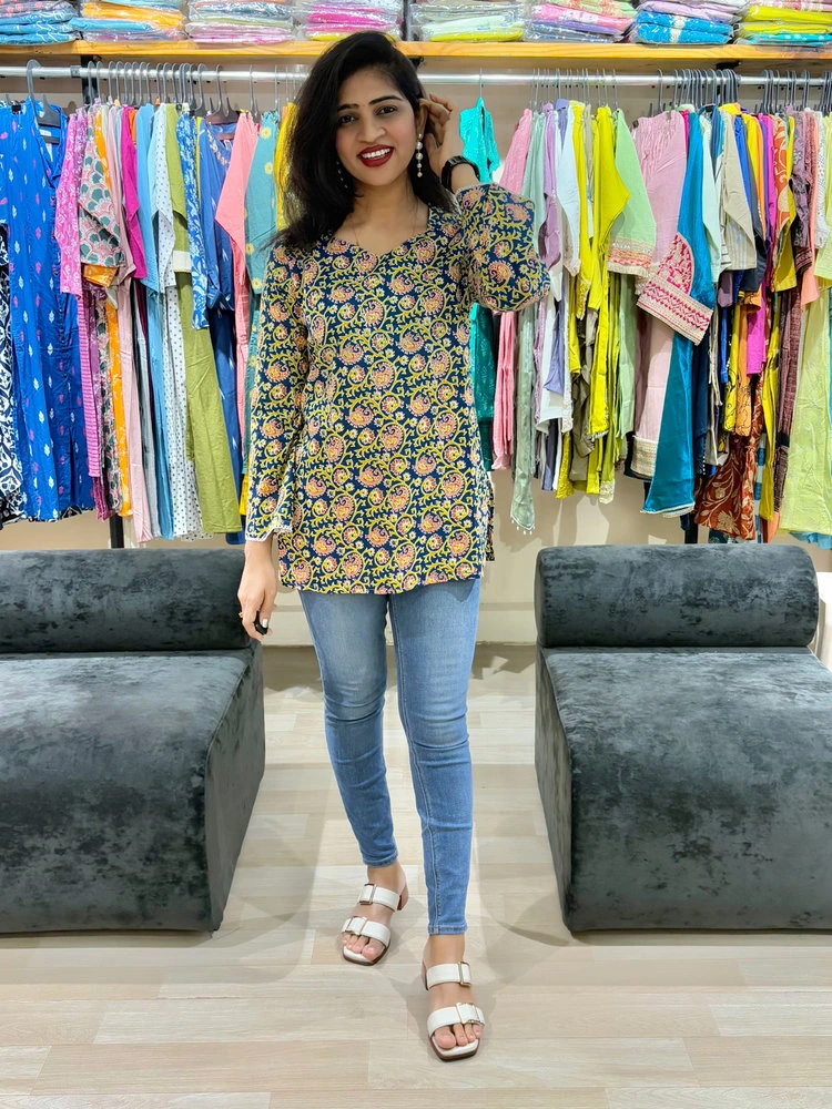 Paisley Print Cotton Tunic Top