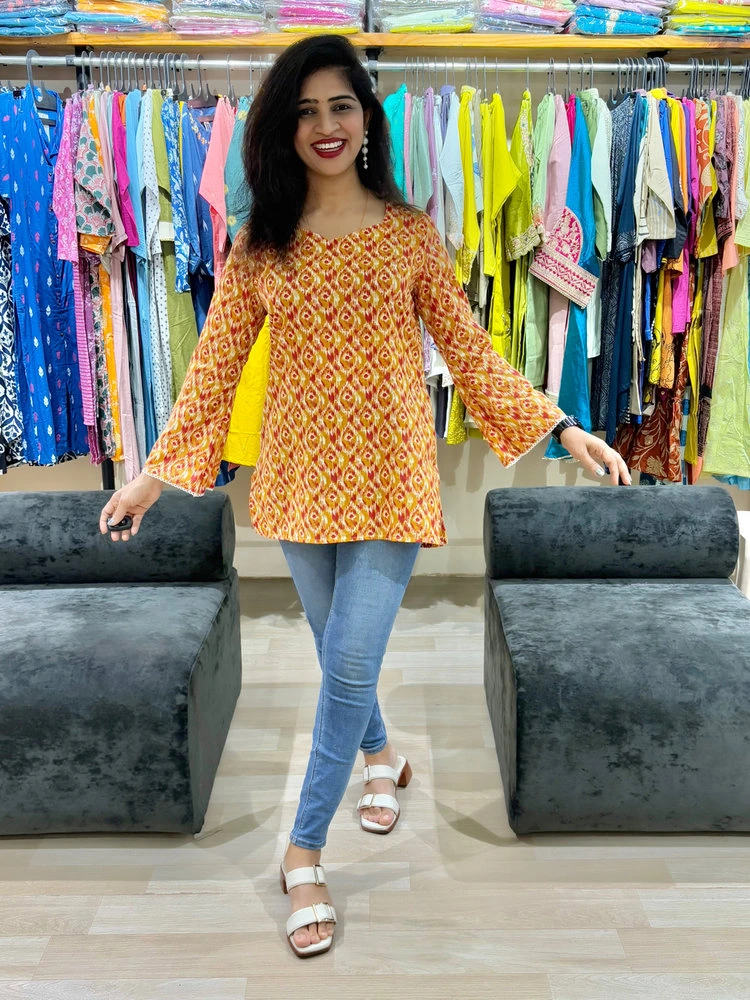 Paisley Print Cotton Tunic Top