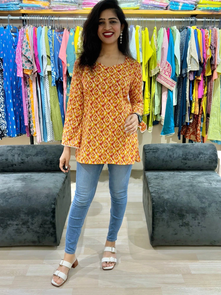 Paisley Print Cotton Tunic Top