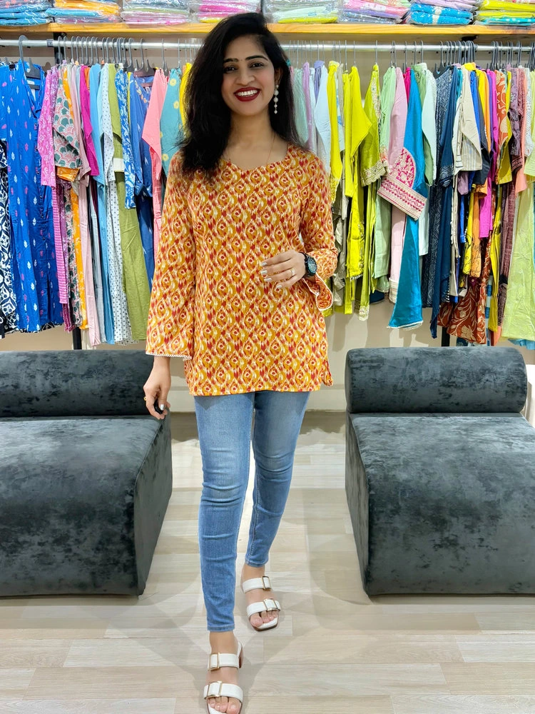 Paisley Print Cotton Tunic Top