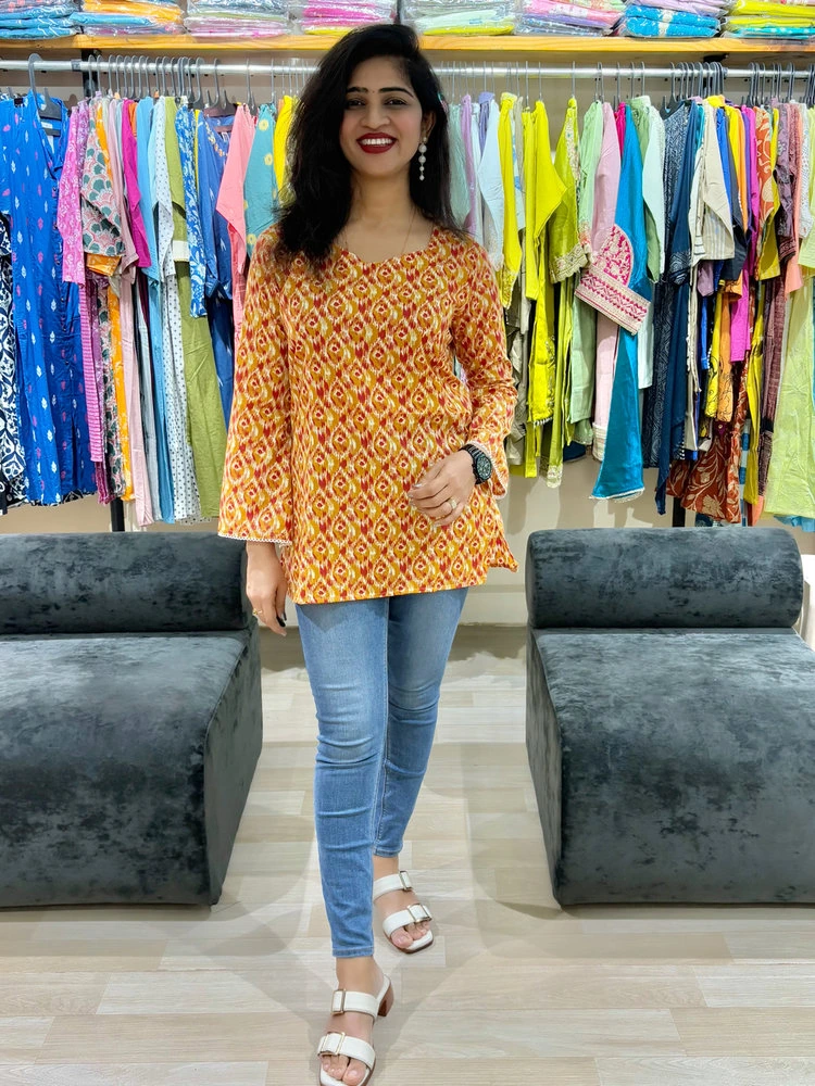 Paisley Print Cotton Tunic Top
