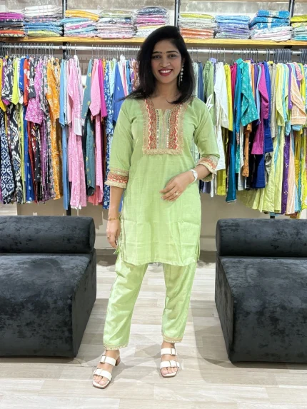 Pistachio Green Embroidered Cord