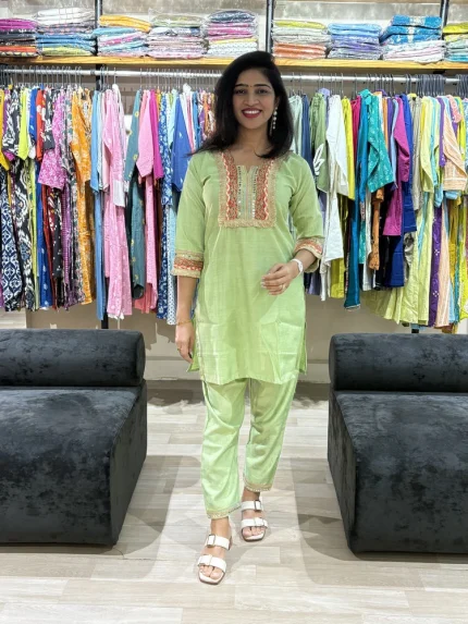 Pistachio Green Embroidered Cord