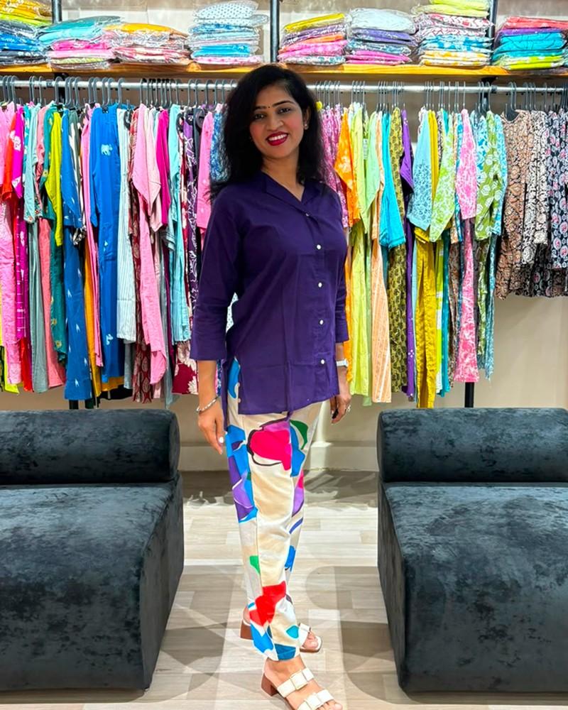 Purple Shirt Co-ord Set