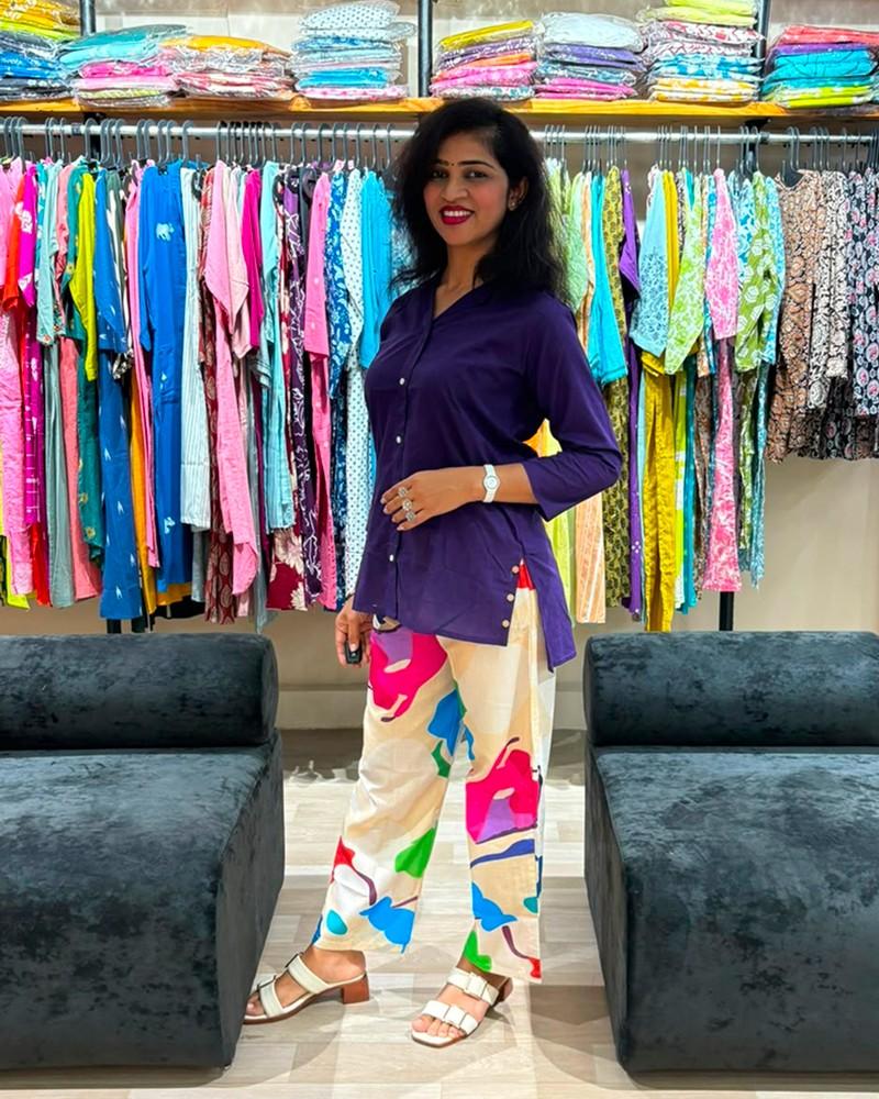 Purple Shirt Co-ord Set