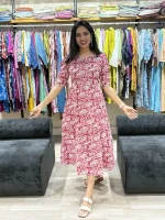 Red Floral Fit & Flare Cotton Dress_result