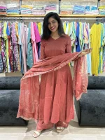 Rosewood Embroidered Anarkali Suit Set