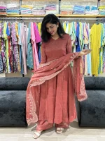 Rosewood Embroidered Anarkali Suit Set