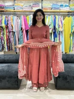 Rosewood Embroidered Anarkali Suit Set