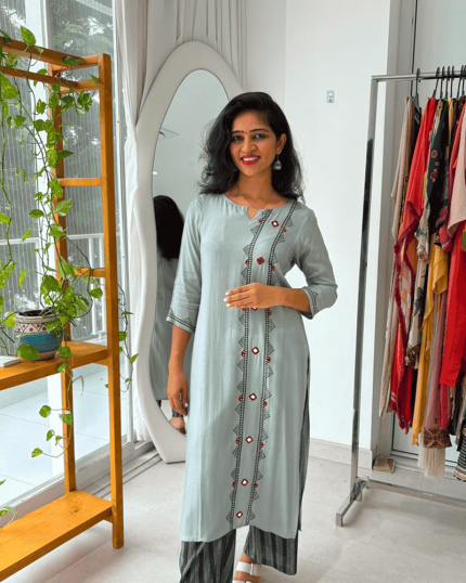 Silver Mist Embroidered Kurta Set